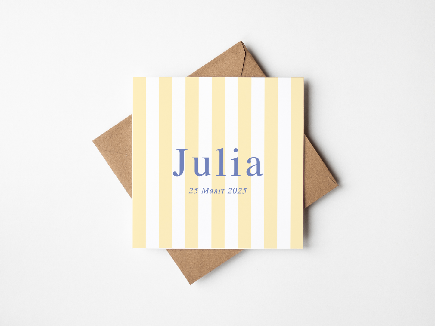 Geboortekaartje 'Streepje Zachtgeel'