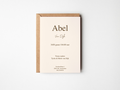 Geboortekaartje Abel