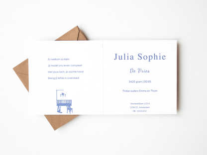 Geboortekaartje 'Streepje Zachtgeel'